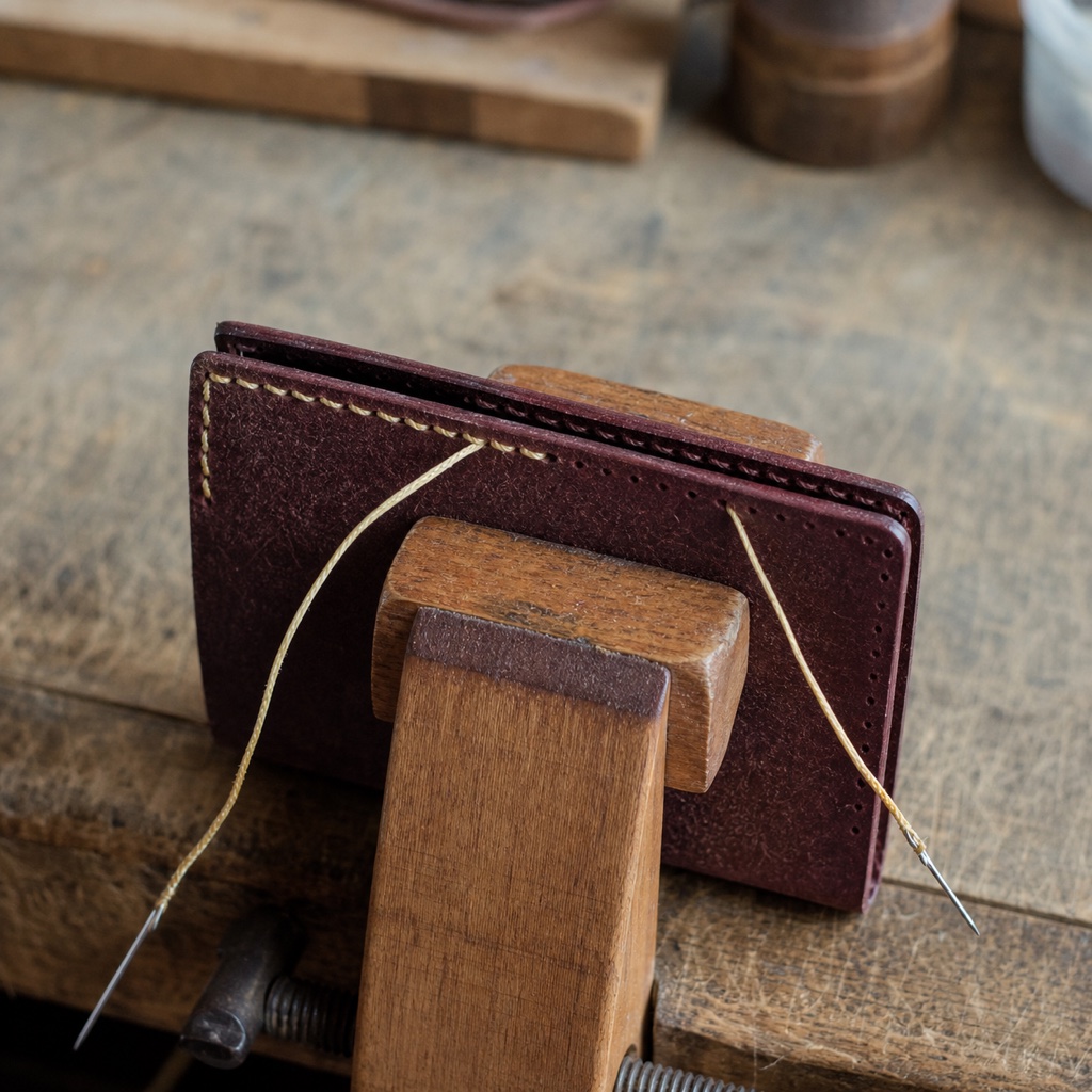 Saddle stitching with two needles
