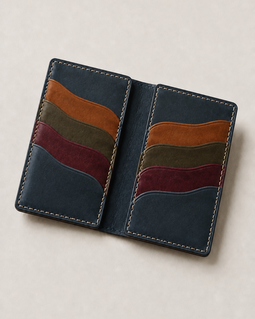 Card wallet in navy leather